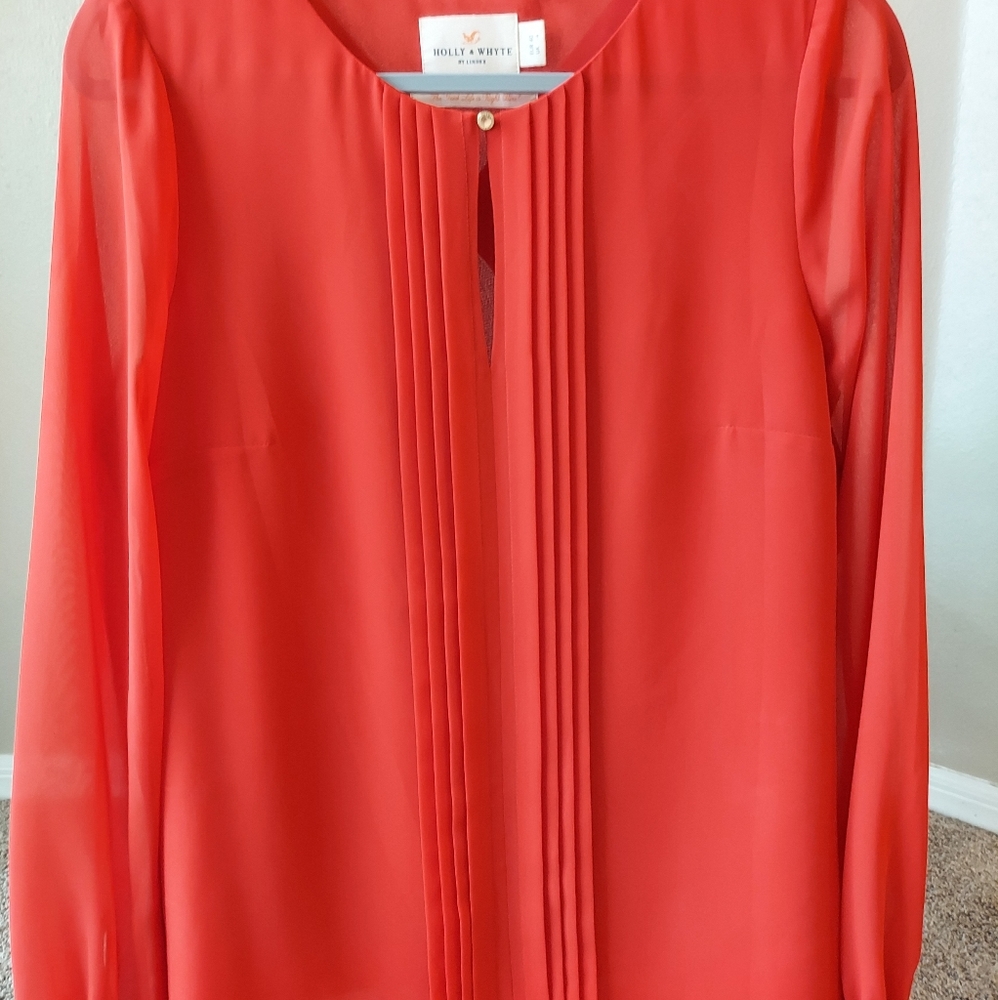 NWOT Red blouse with front pleats